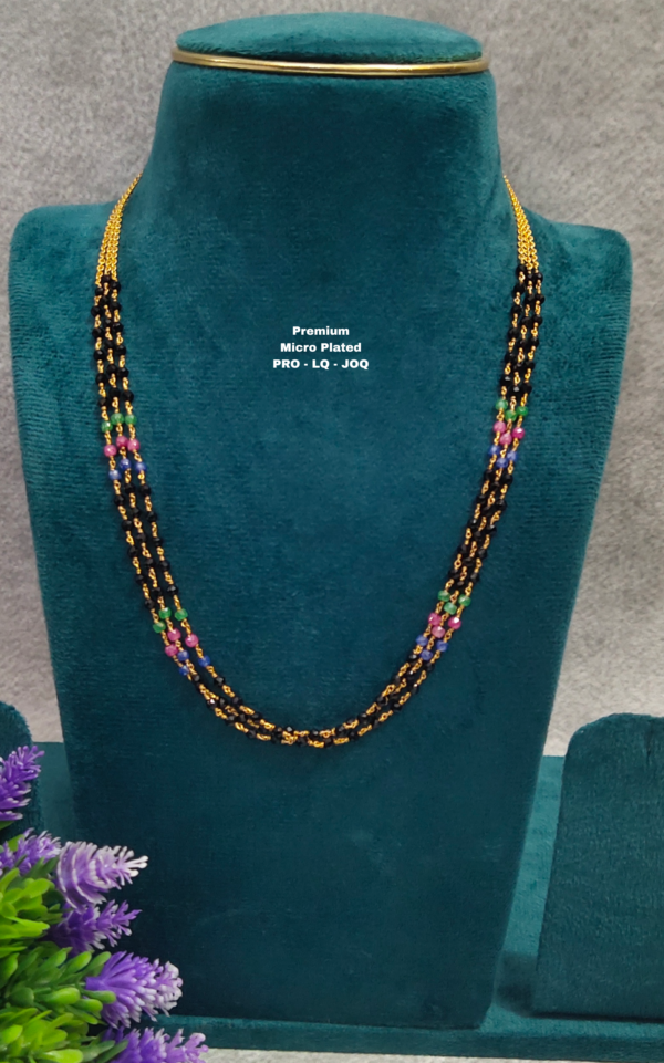 •	Short Black beads | One gram gold  Black Beads |  Nallapusala Chains