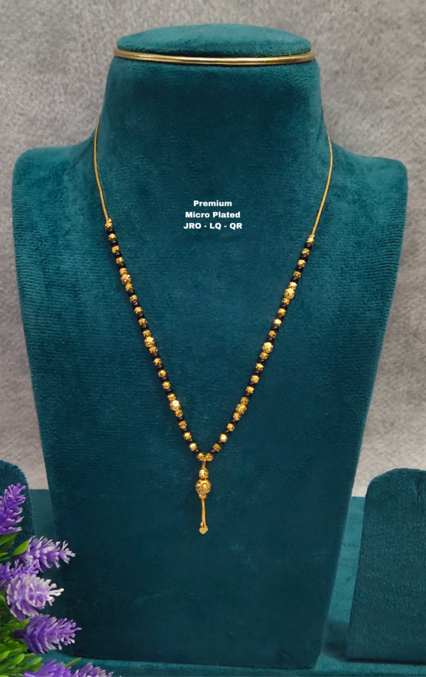 •	Short Black beads | One gram gold  Black Beads |  Nallapusala Chains