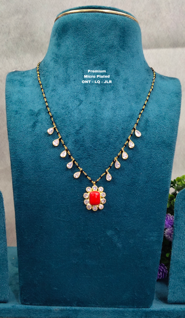 •	Short Black beads | One gram gold  Black Beads |  Nallapusala Chains