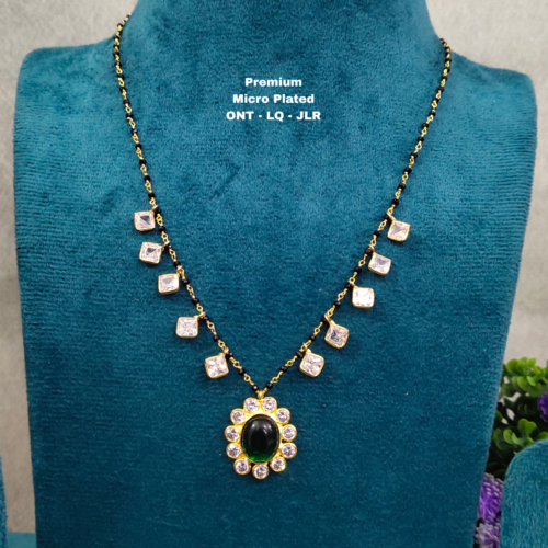 •	Short Black beads | One gram gold  Black Beads |  Nallapusala Chains