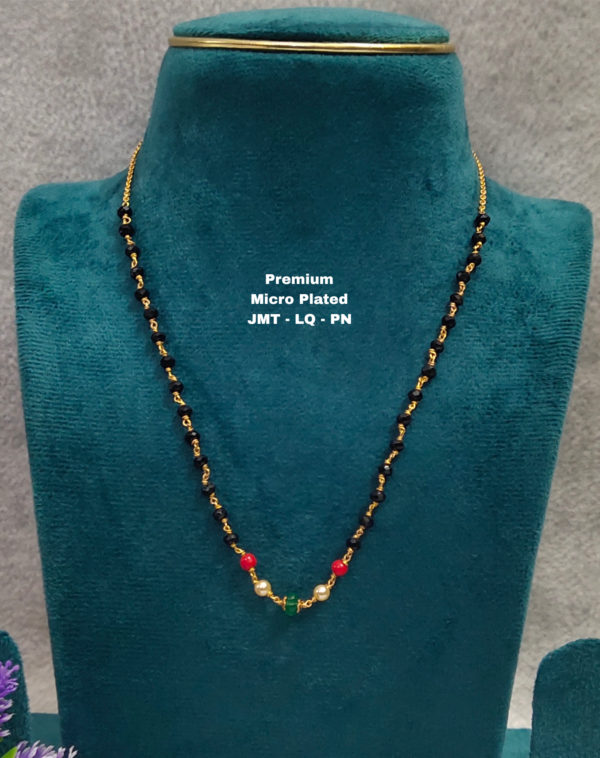 •	Short Black beads | One gram gold  Black Beads |  Nallapusala Chains