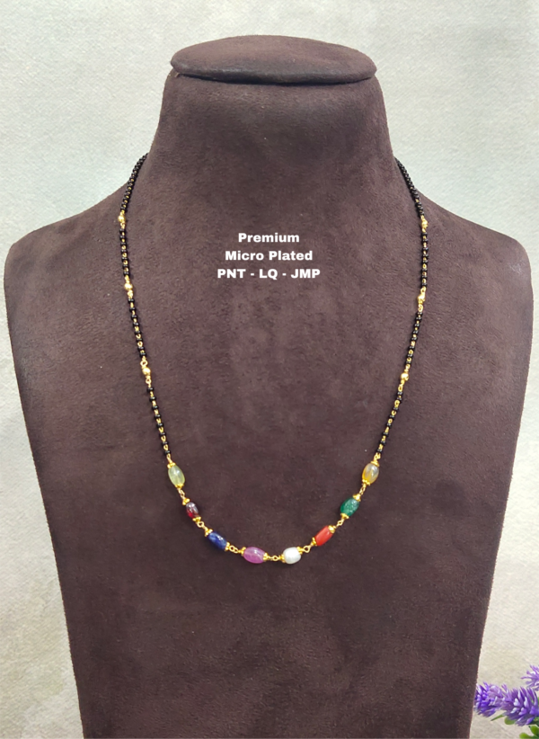 •	Short Black beads | One gram gold  Black Beads |  Nallapusala Chains