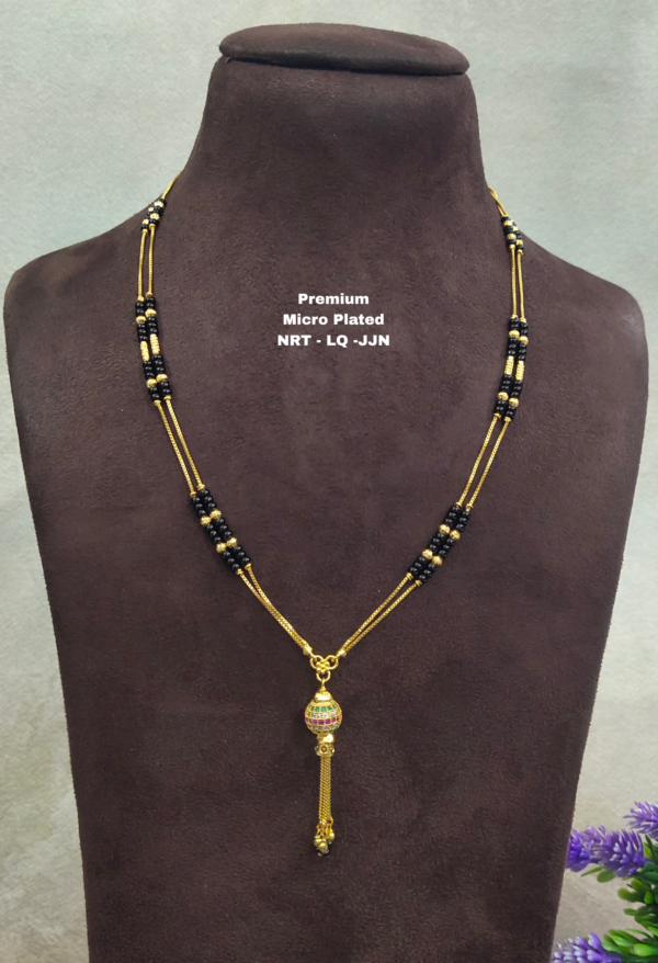 •	Short Black beads | One gram gold  Black Beads |  Nallapusala Chains