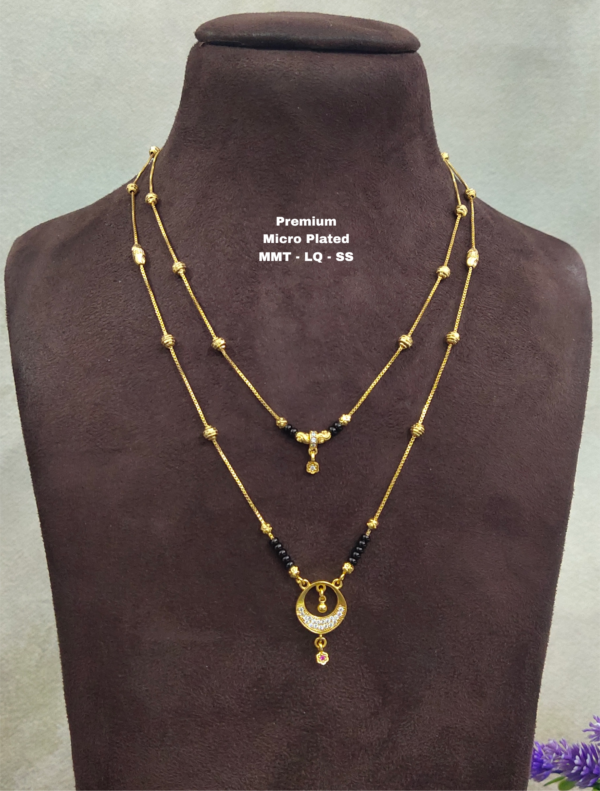 •	Short Black beads | One gram gold  Black Beads |  Nallapusala Chains