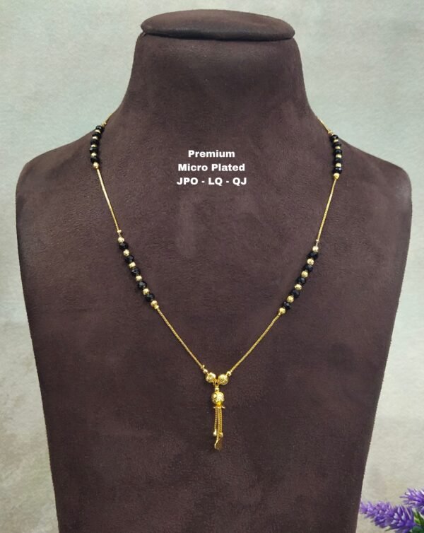 •	Short Black beads | One gram gold  Black Beads |  Nallapusala Chains