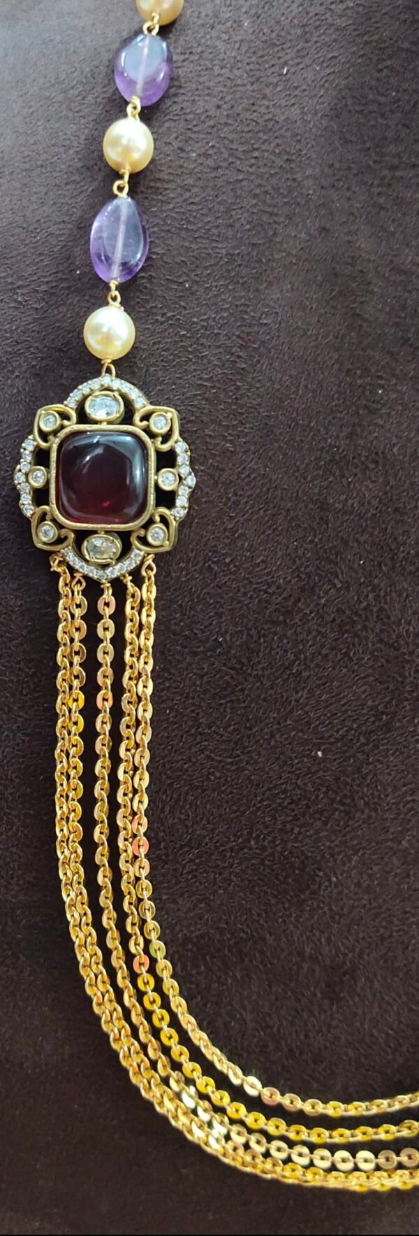 One gram gold Chandra Haram | Step Chains | South Indian Jewellery
