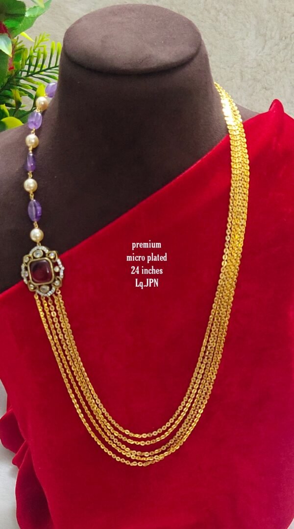 One gram gold Chandra Haram | Step Chains | South Indian Jewellery